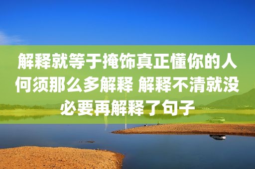 解释就等于掩饰真正懂你的人何须那么多解释 解释不清就没必要再解释了句子