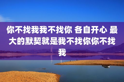 你不找我我不找你 各自开心 最大的默契就是我不找你你不找我