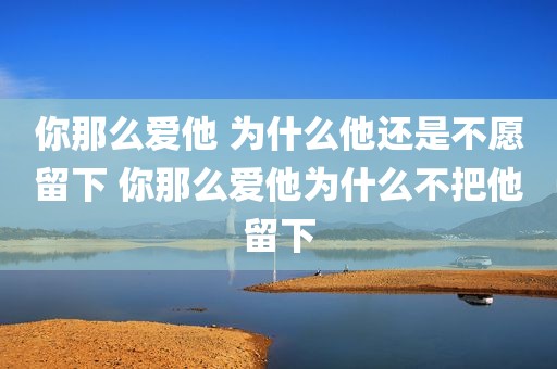 你那么爱他 为什么他还是不愿留下 你那么爱他为什么不把他留下