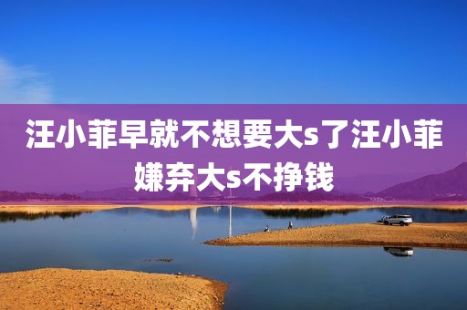 汪小菲早就不想要大s了汪小菲嫌弃大s不挣钱