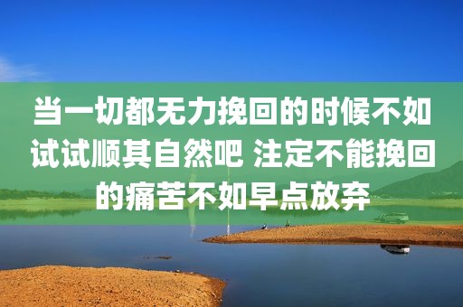 当一切都无力挽回的时候不如试试顺其自然吧 注定不能挽回的痛苦不如早点放弃