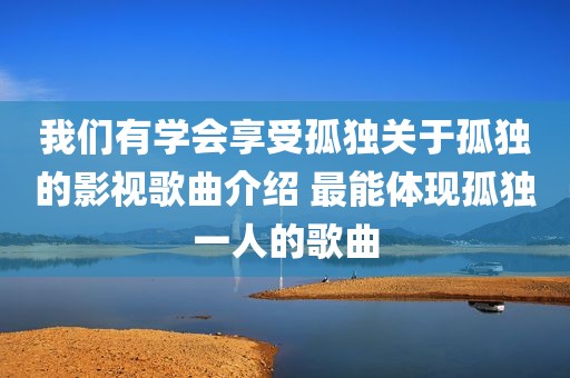 我们有学会享受孤独关于孤独的影视歌曲介绍 最能体现孤独一人的歌曲