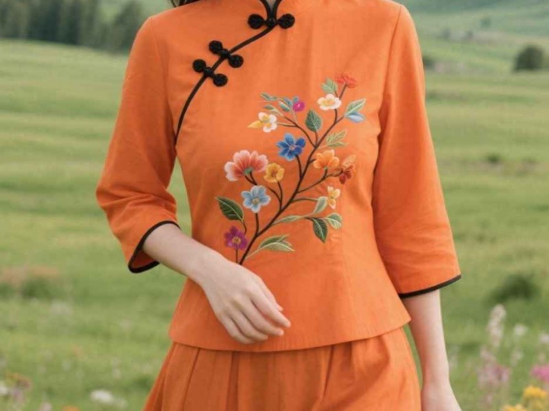 橘色民国风套装爆火！3个技巧穿出东方雅致美，路人追着问链接