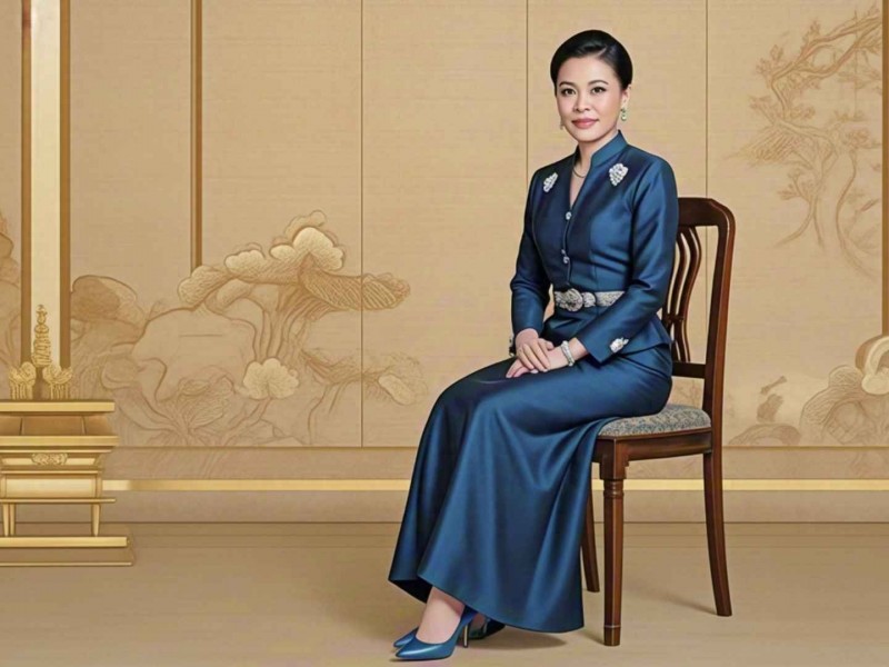 苏提达王后衣品绝了！蓝色丝绸礼服优雅高贵，活脱脱人间富贵花