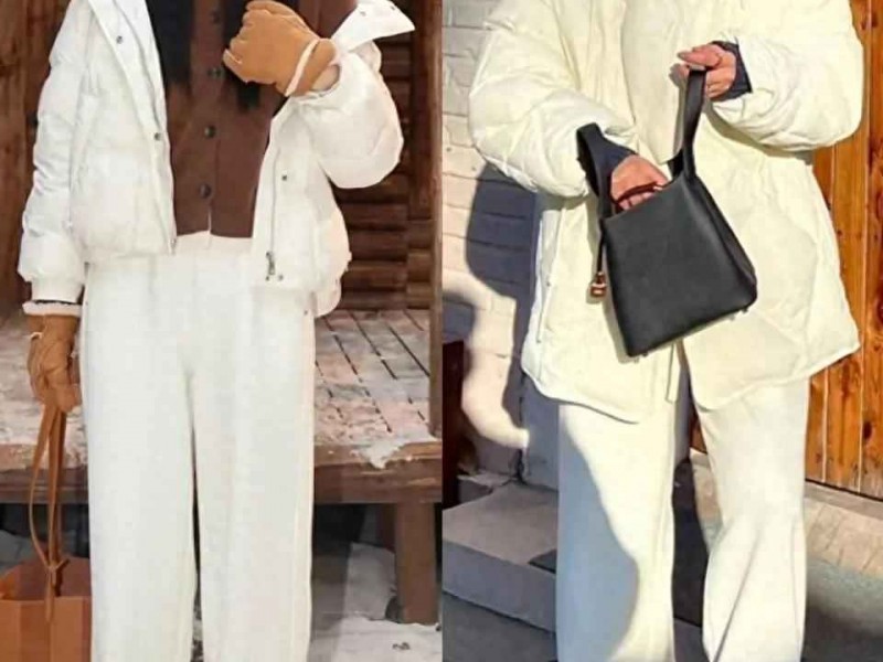 冬日白色系羽绒服穿搭秘籍：撞色点缀打造清新时尚感